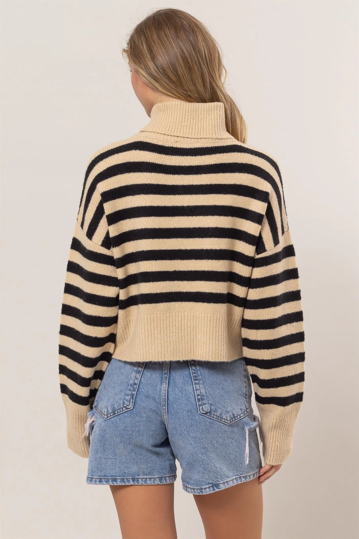 Stripe Turtleneck Sweater