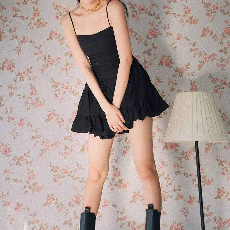 Sweet Retro Slimming Pleated Poly-Blend Mini Dress