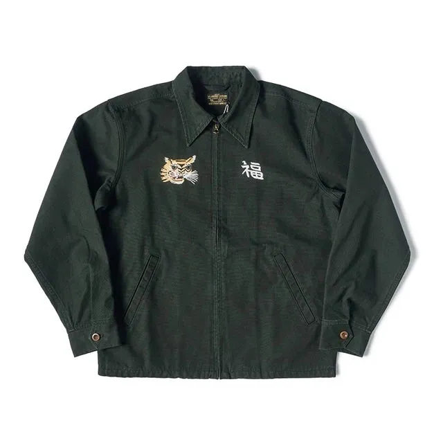 Tiger Embroidered Single Breasted Jacket