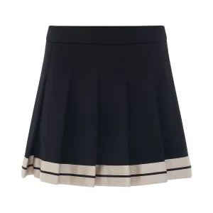 Track Pleated Skirt in Black/Butter