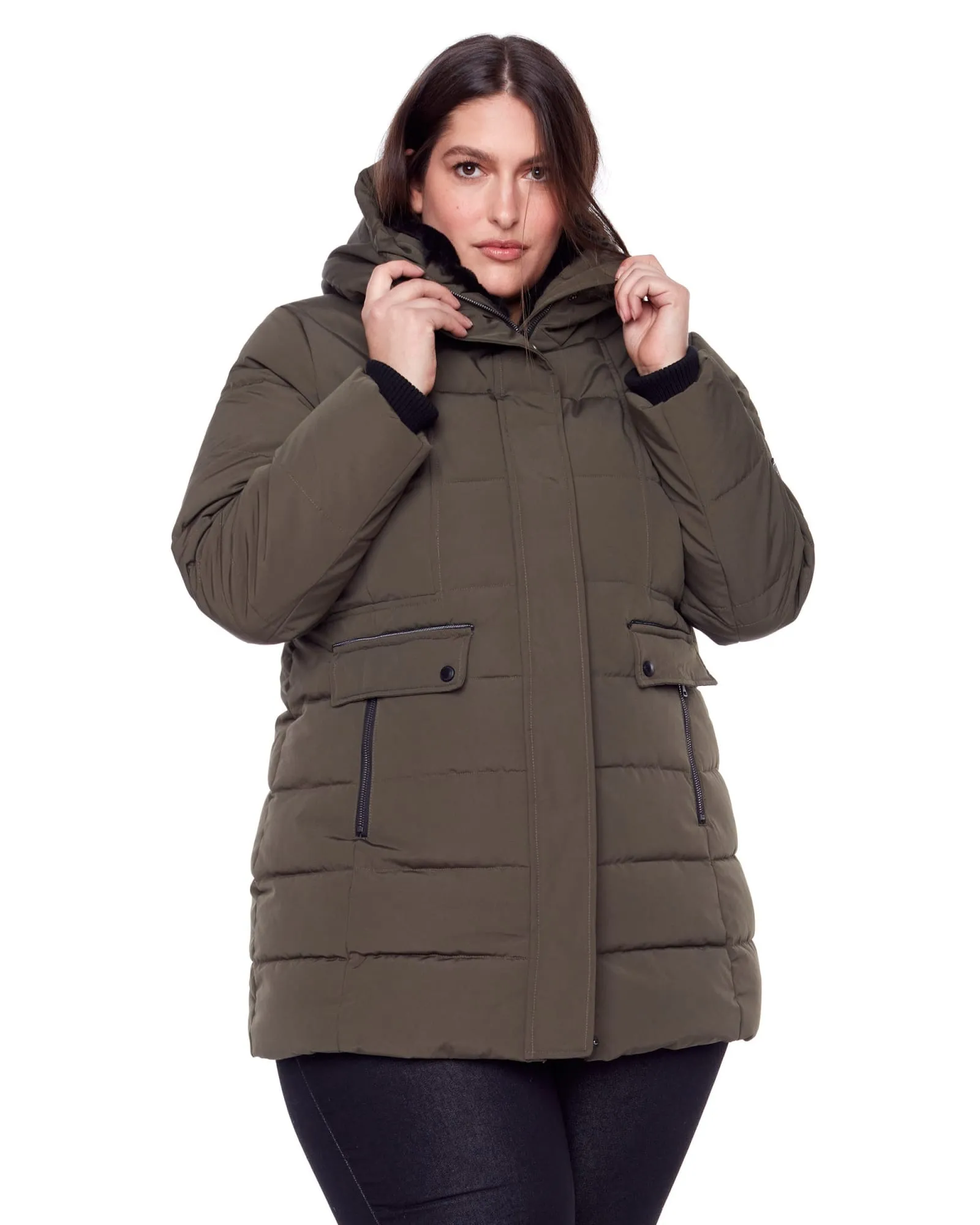 Vegan Down  Mid-Length Parka | Olive