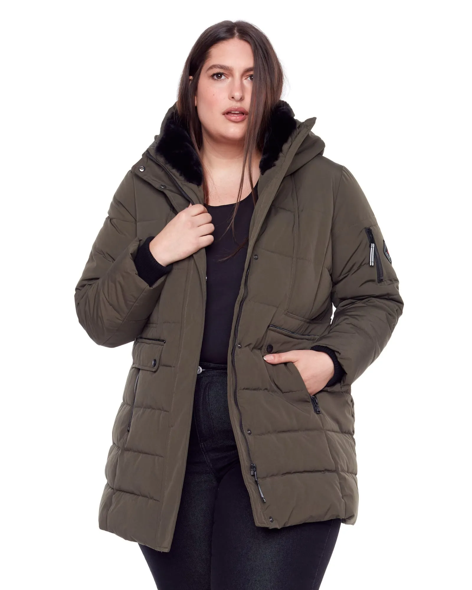 Vegan Down  Mid-Length Parka | Olive