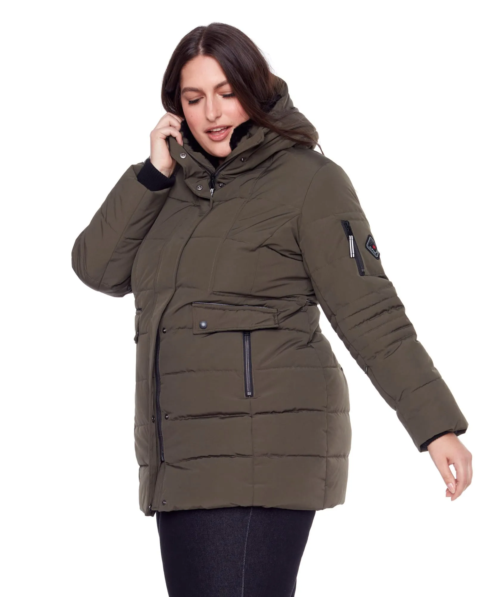 Vegan Down  Mid-Length Parka | Olive