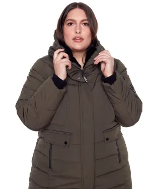 Vegan Down  Mid-Length Parka | Olive