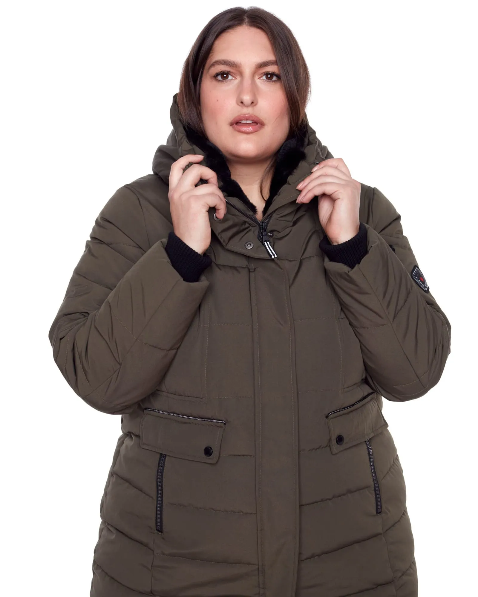 Vegan Down  Mid-Length Parka | Olive