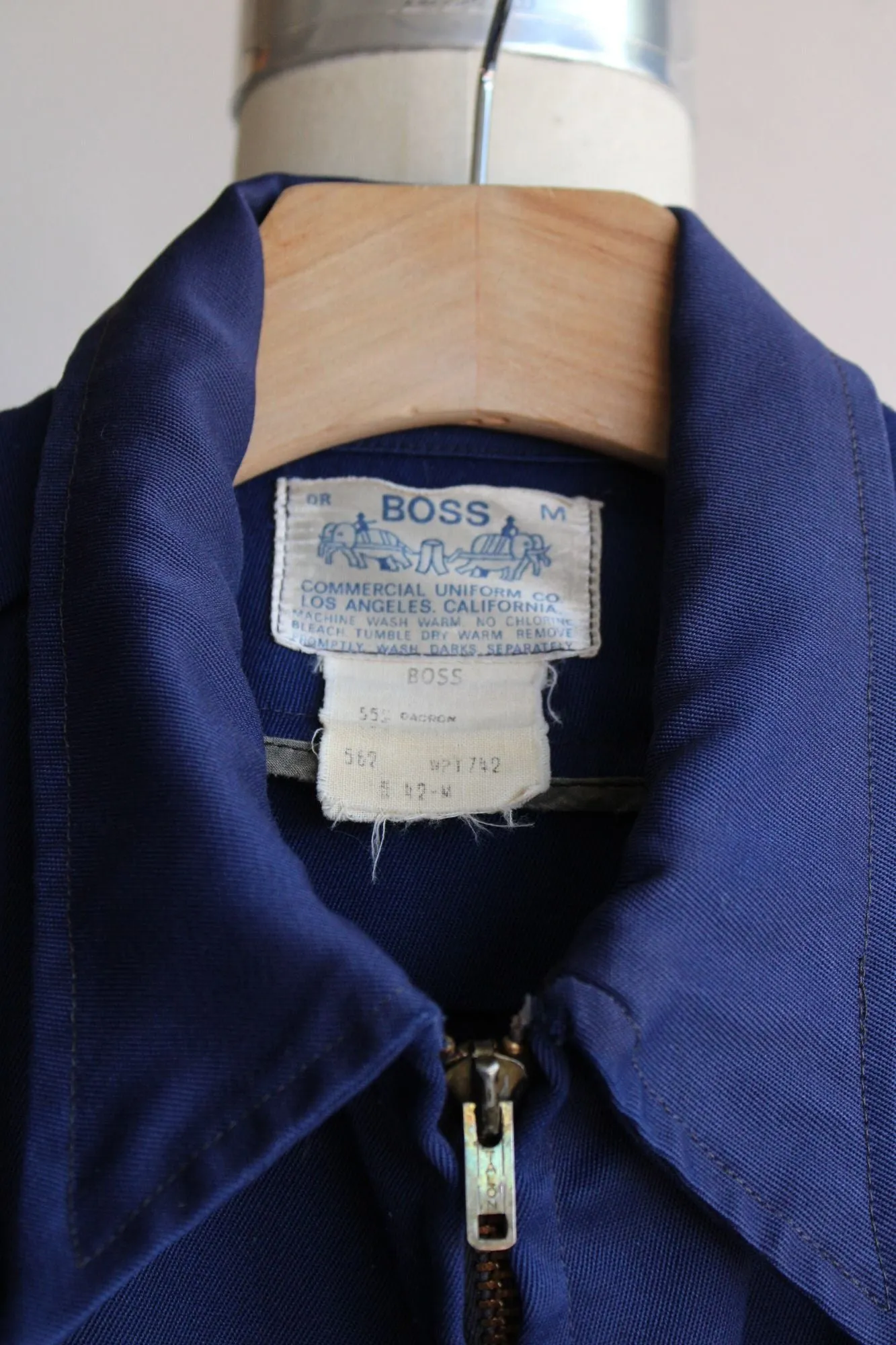 Vintage 1970s 1980s Mens Boss Uniform Co. Navy Blue Work Jacket